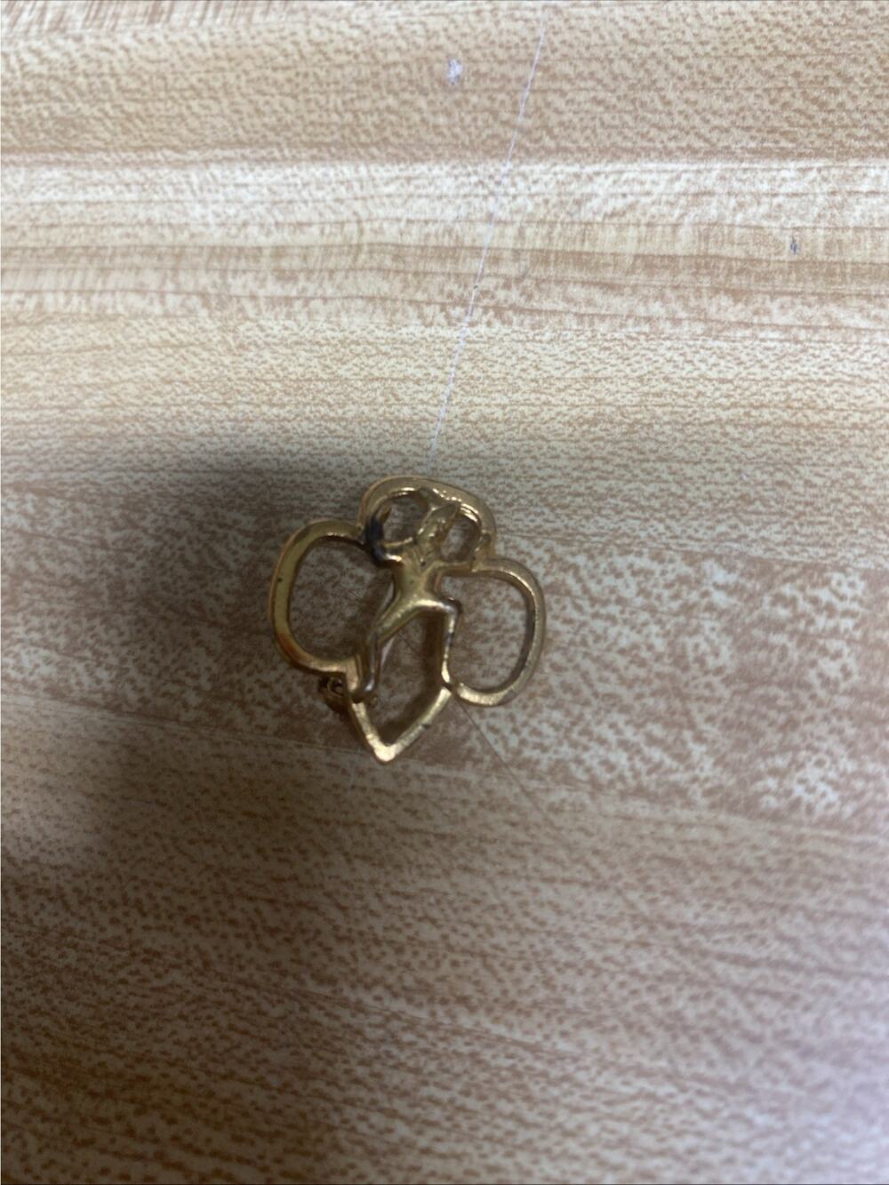 1960s Collectible Girl Scouts of America Brownie Pin Fraternal Badge Gold Tone